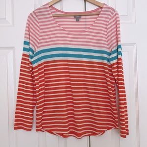 J.Jill Colorful Striped Long Sleeve Shirt. Size Medium.